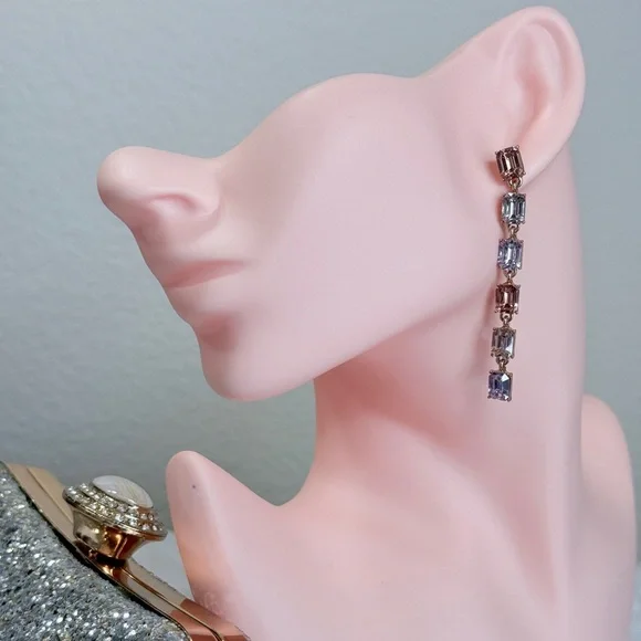 Gold and Multicolor Gem Earrings - Picture 3 of 7